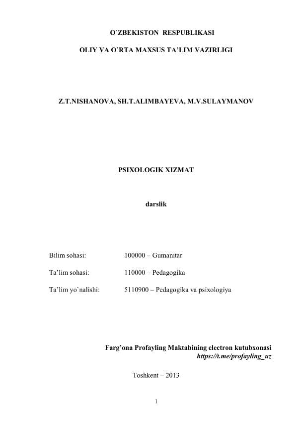 Psixologik xizmat (Z.N) @profayling_uz