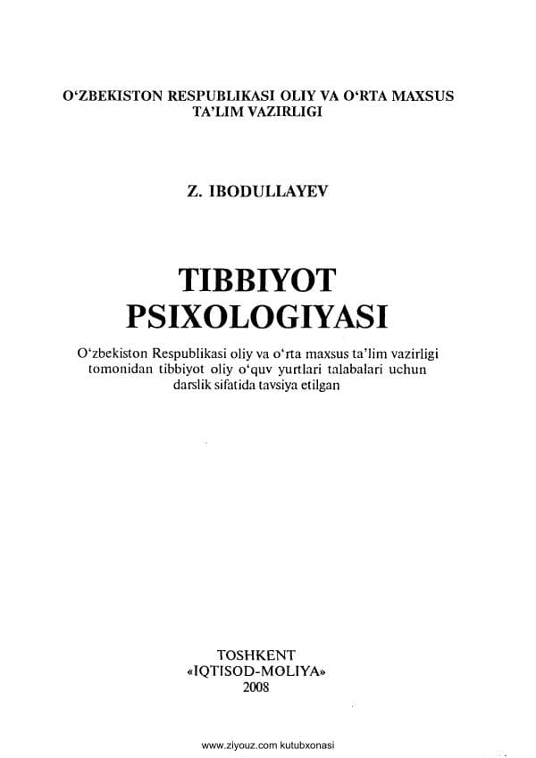 Tibbiyot psixologiyasi (Z.Ibodullayev)