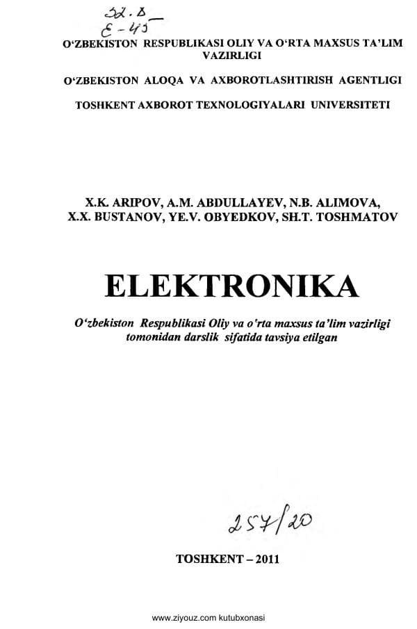 X.K.Aripov,Elektronika.