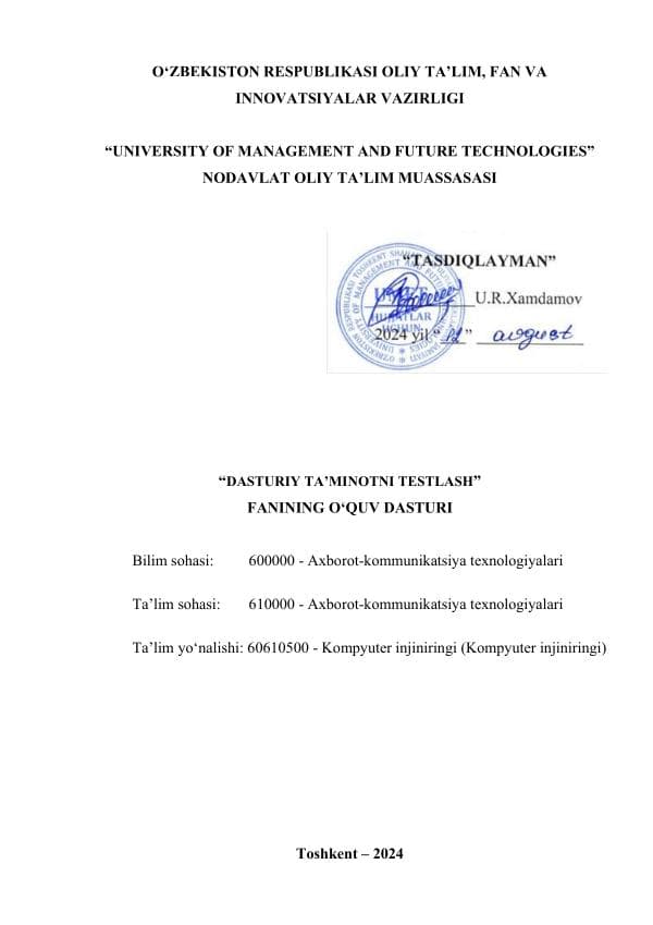 Dasturiy ta_minotni testlash