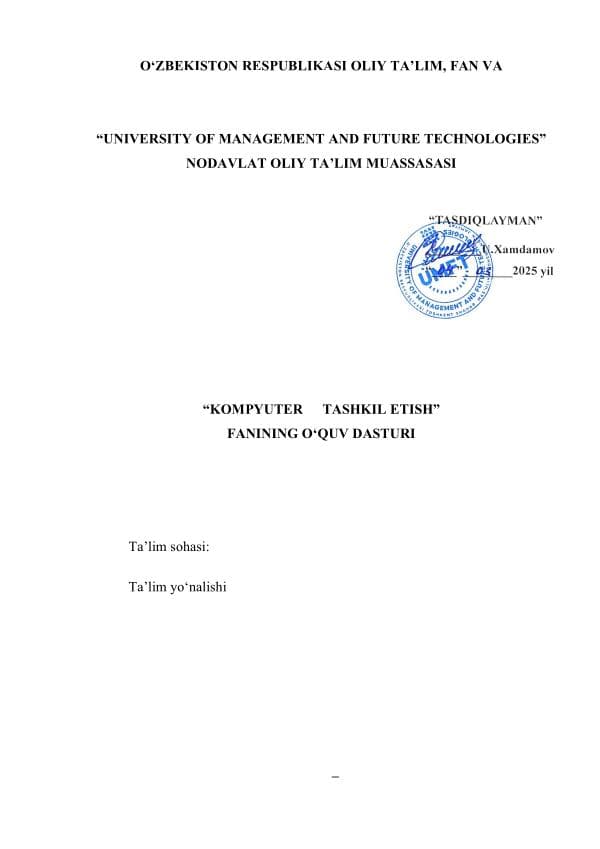 Kompyuterni tashkil etish_AX_Fan dasturi