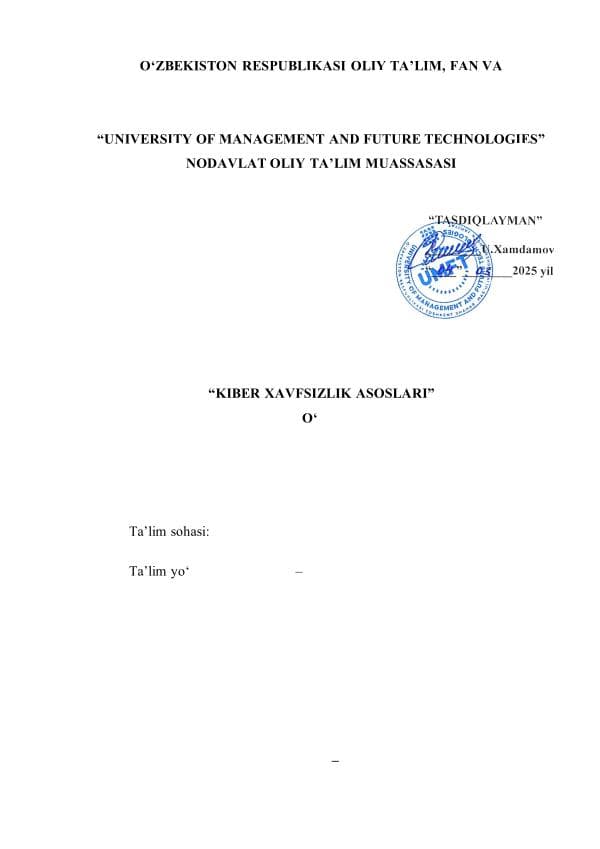 Kiberxavfsizlik asoslari